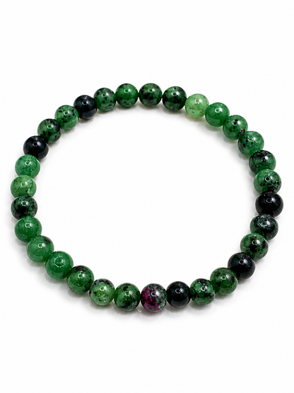 Bracelet Rubis Zoïsite 6mm – Pierre Naturelle, Énergie du Cœur, Bijou Lithothérapie
