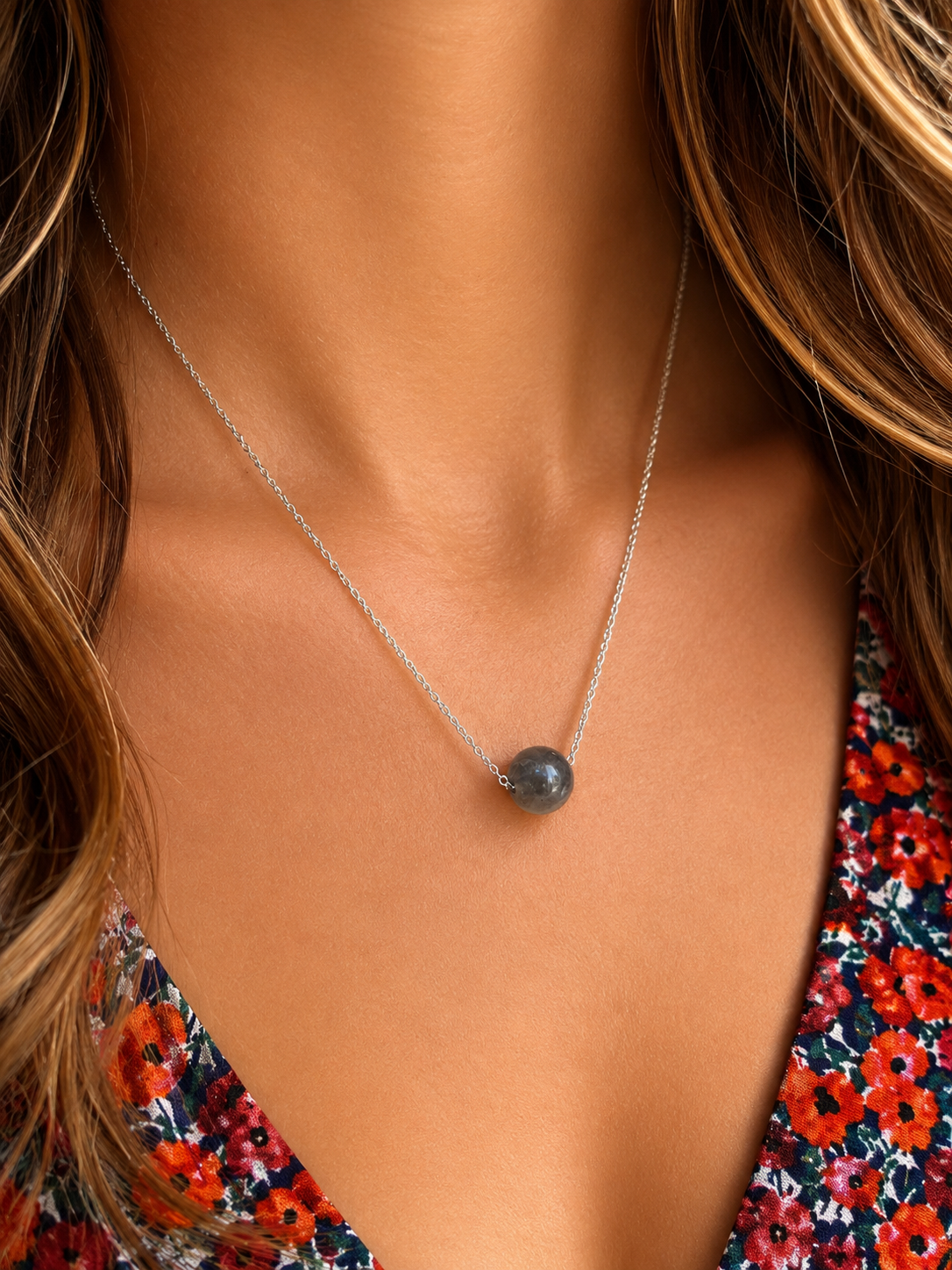 Collier labradorite femme en acier inoxydable doré – protecteur, anti‑stress et élégant