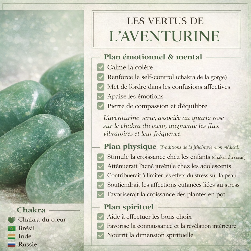 Aventurine Verte Collier – Pierre Naturelle Vert Aventurine | Acier Doré Hypoallergénique