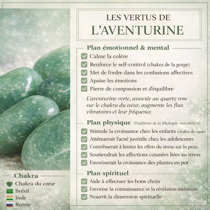 Aventurine Verte Collier – Pierre Naturelle Vert Aventurine | Acier Doré Hypoallergénique