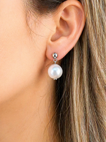 Boucles d’oreilles Perles d’Eau Douce Femme – Acier Inoxydable Argenté – Bijou Élégant Intemporel – Cadeau Femme