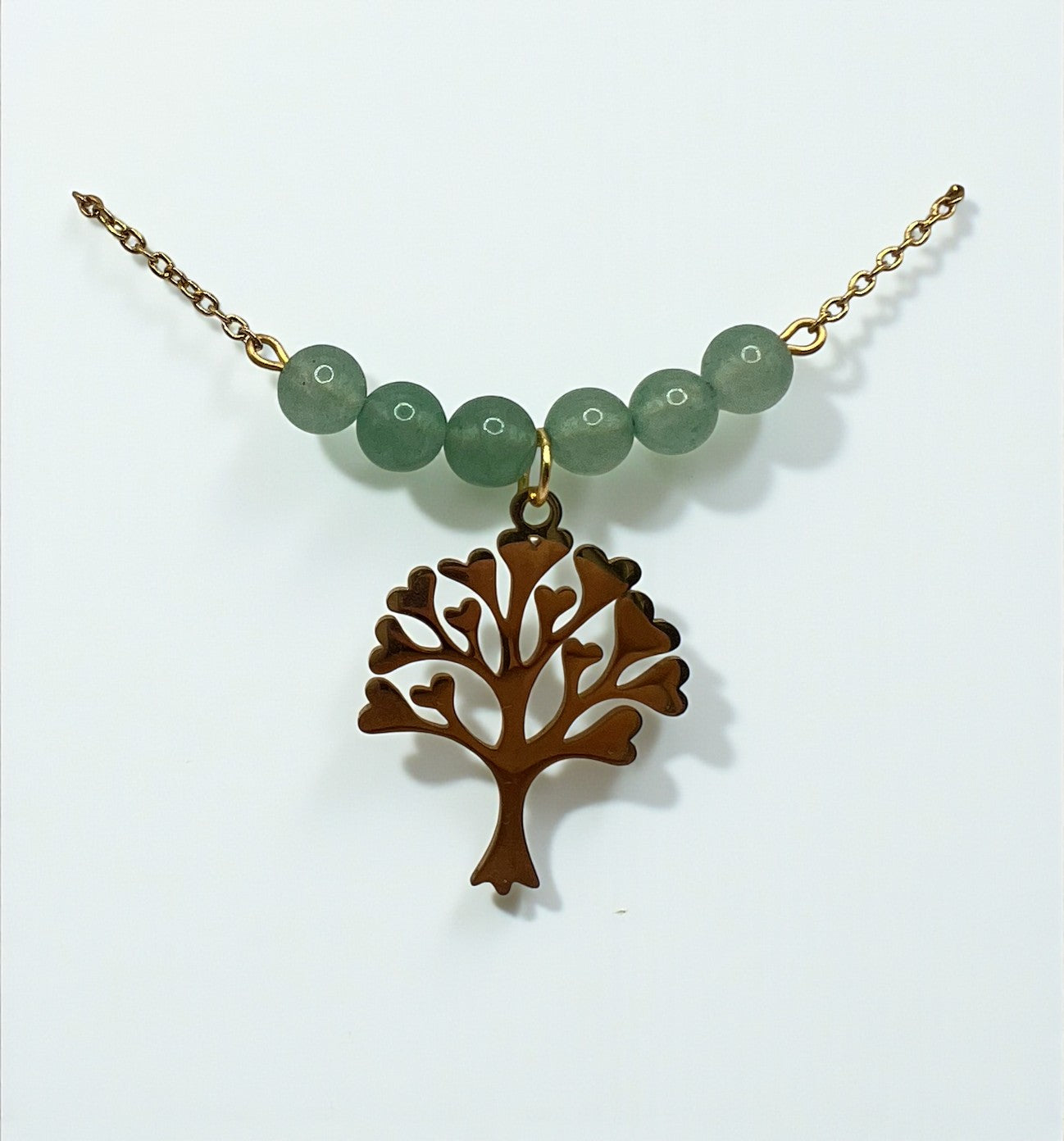 Aventurine Verte Collier – Pierre Naturelle Vert Aventurine | Acier Doré Hypoallergénique