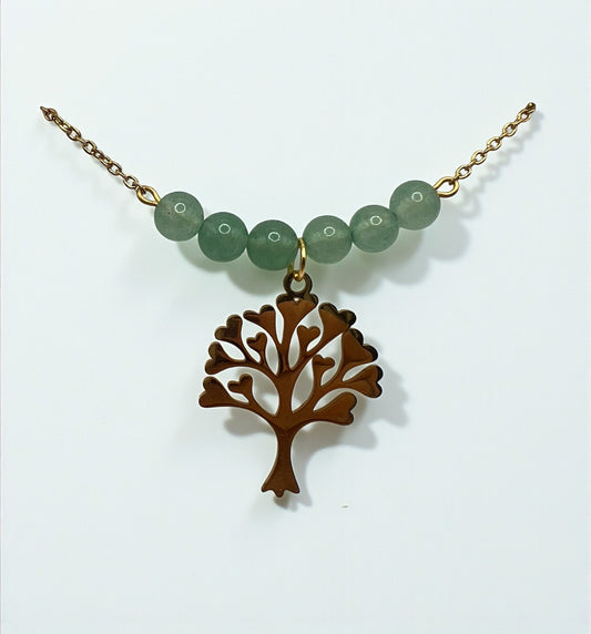Aventurine Verte Collier – Pierre Naturelle Vert Aventurine | Acier Doré Hypoallergénique