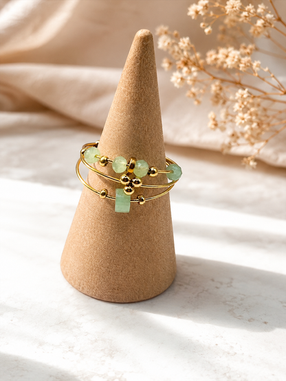 Bague Aventurine Femme – Pierre Naturelle & Acier Inoxydable Doré | Bijou Lithothérapie