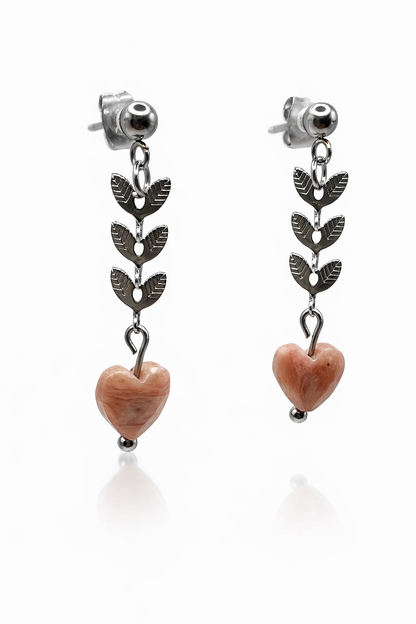 Boucles d’oreilles rhodochrosite en acier inoxydable – Bijou élégant et durable
