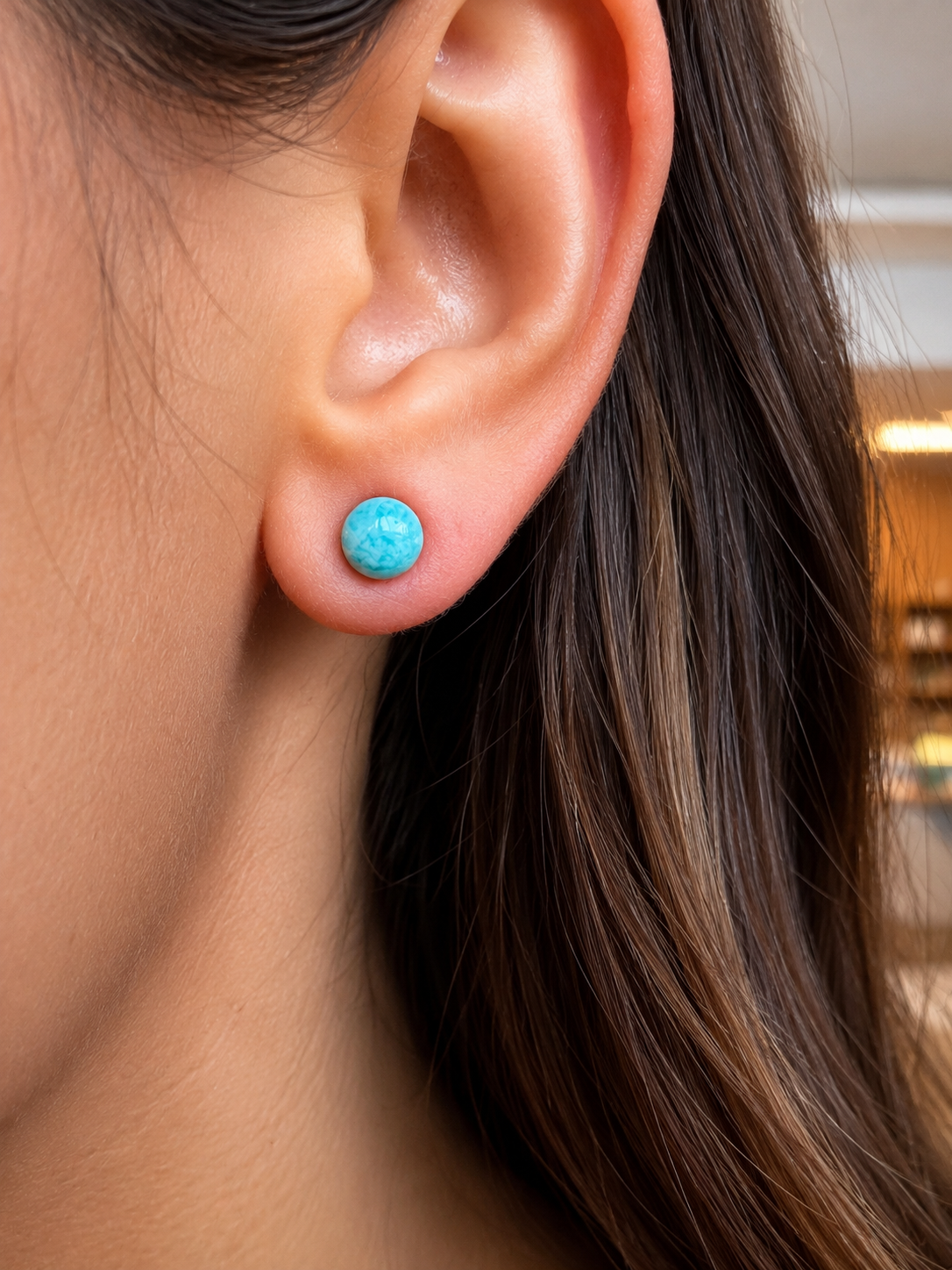 Boucles d'Oreilles Amazonite en Acier Inoxydable Argenté – Clous d'Oreilles Pierre Naturelle Femme