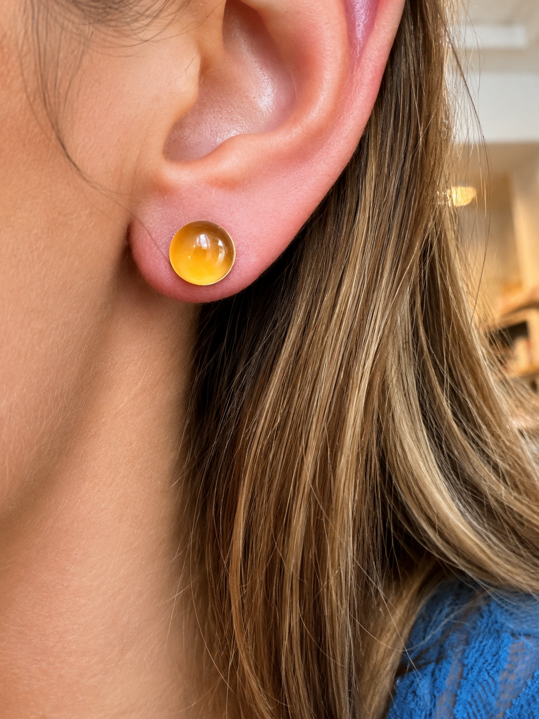 Boucles d'oreilles Cornaline en Acier Inoxydable doré – Bijou en Pierre Naturelle