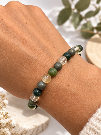 Bracelet Porte Bonheur Femme – Citrine, Jade & Pyrite