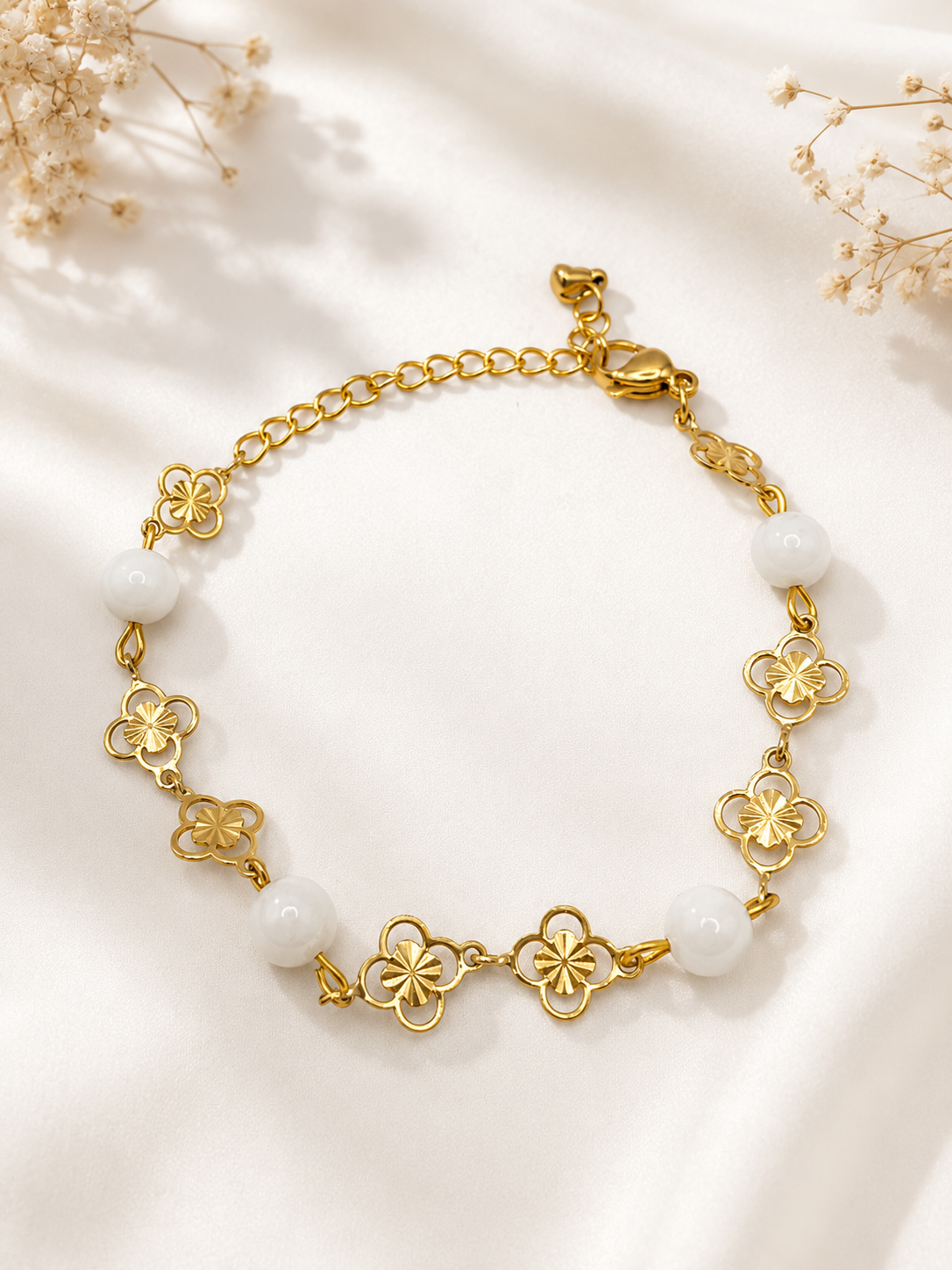 Bracelet Pierre de Lune Femme – Acier Inoxydable Doré & Pierre Naturelle