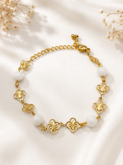 Bracelet Pierre de Lune Femme – Acier Inoxydable Doré & Pierre Naturelle