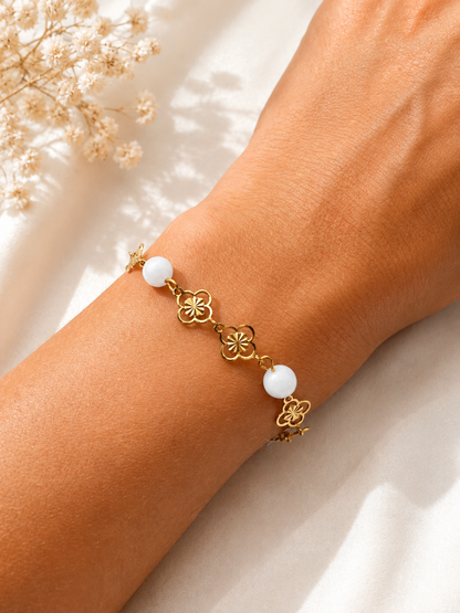 Bracelet Pierre de Lune Femme – Acier Inoxydable Doré & Pierre Naturelle