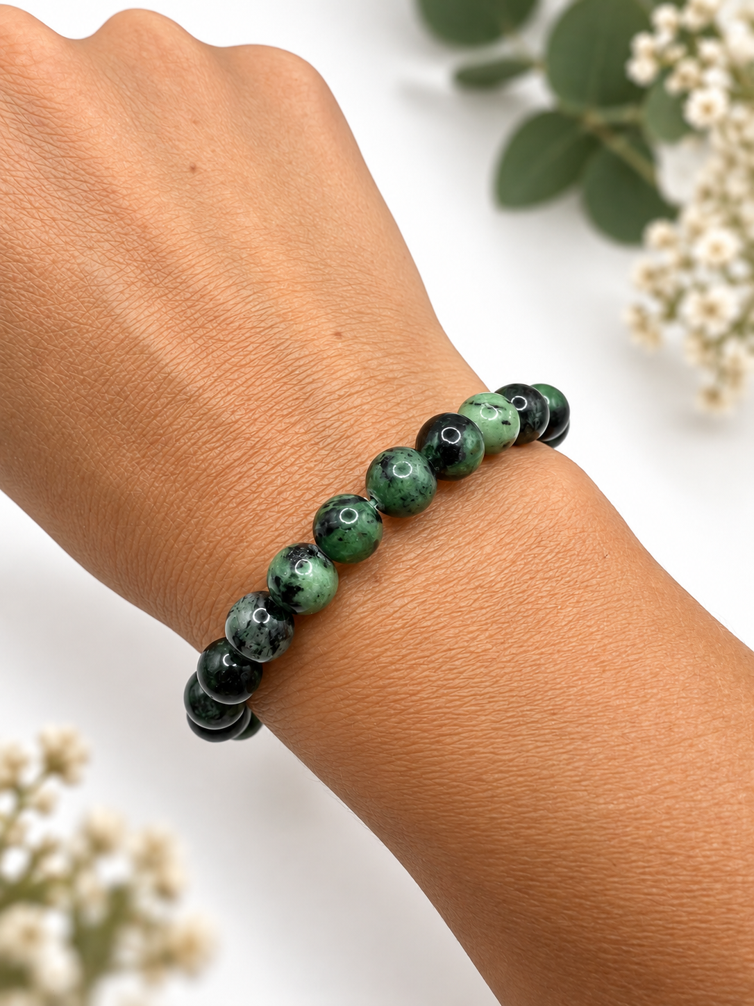Bracelet Rubis Zoïsite 8 mm en Pierres Naturelles – Femme