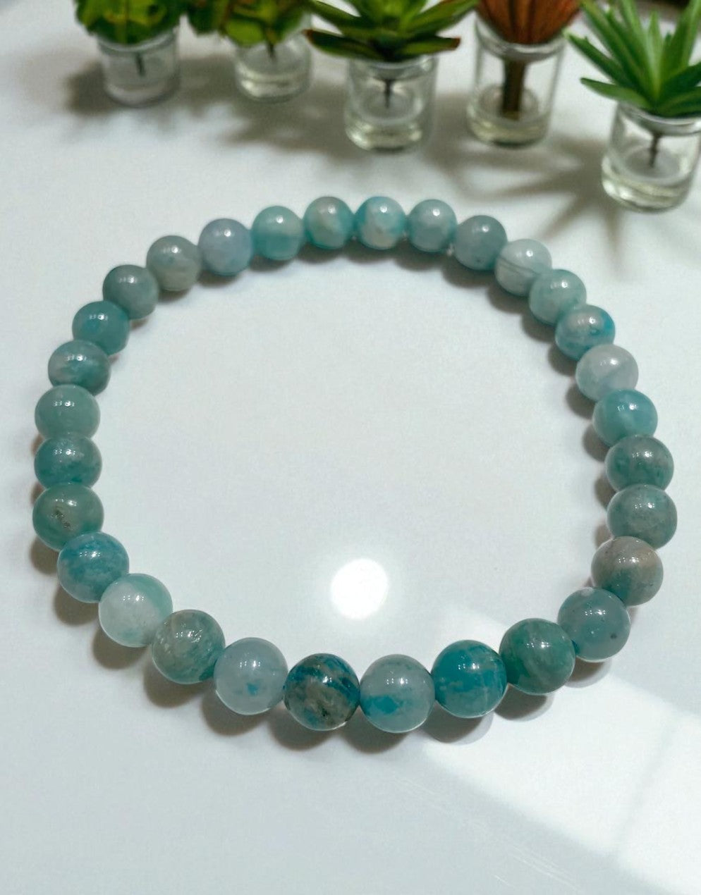 Bracelet Amazonite 6 mm – Vertus, Équilibre & Pierre Naturelle
