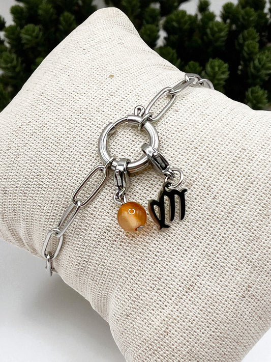 Bracelet Astro Vierge en Acier Inoxydable Argenté – Bijou Zodiaque Élégant