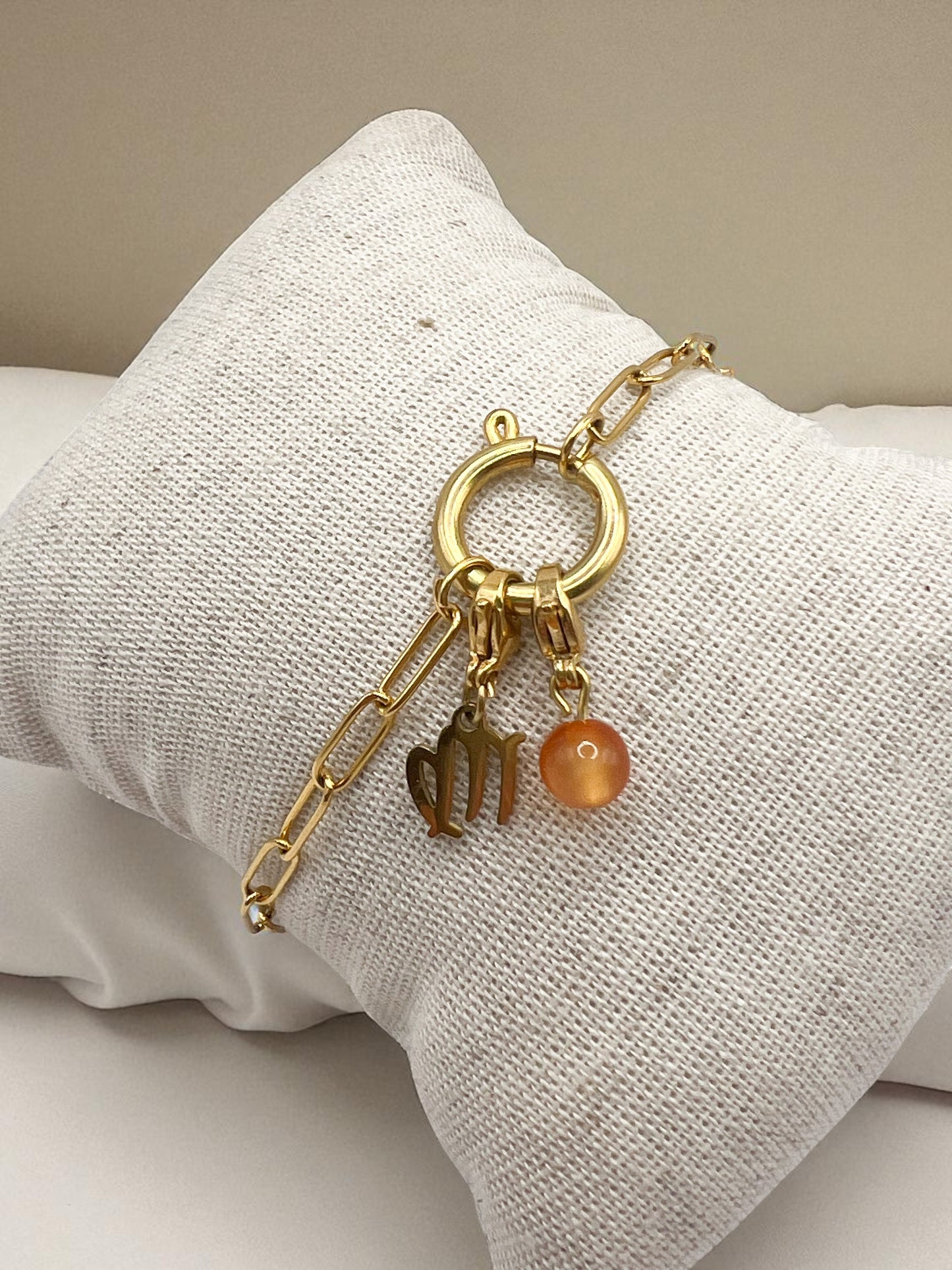 Bracelet Astro Vierge en Pierres Naturelles – Doré & Minéraux Énergétiques