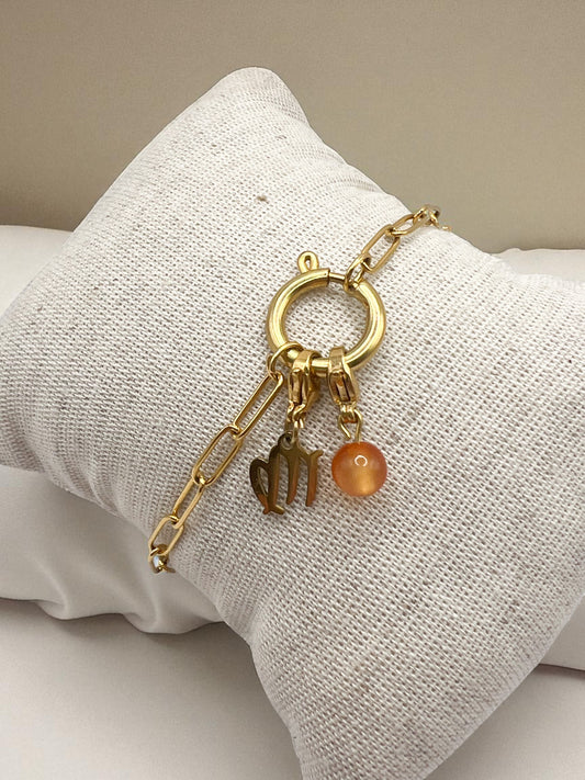 Bracelet Astro Vierge en Pierres Naturelles – Doré & Minéraux Énergétiques