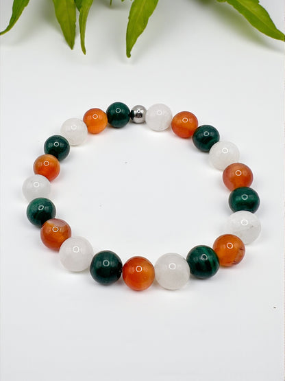 Bracelet Bien-Être Féminin – Cornaline, Malachite & Pierre de Lune 🌙