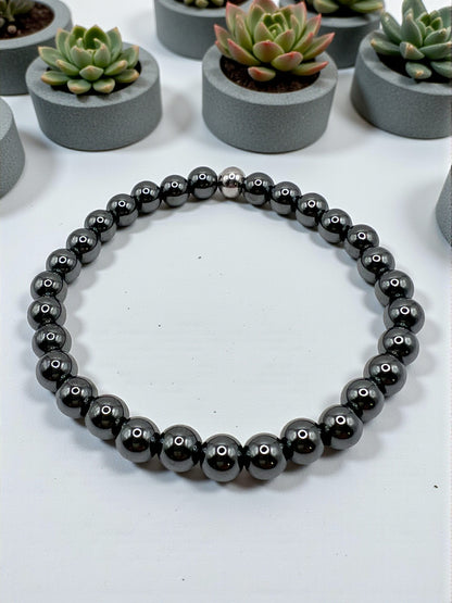 Bracelet Hématite 6 mm – Pierre Naturelle Protection Énergétique & Stabilité