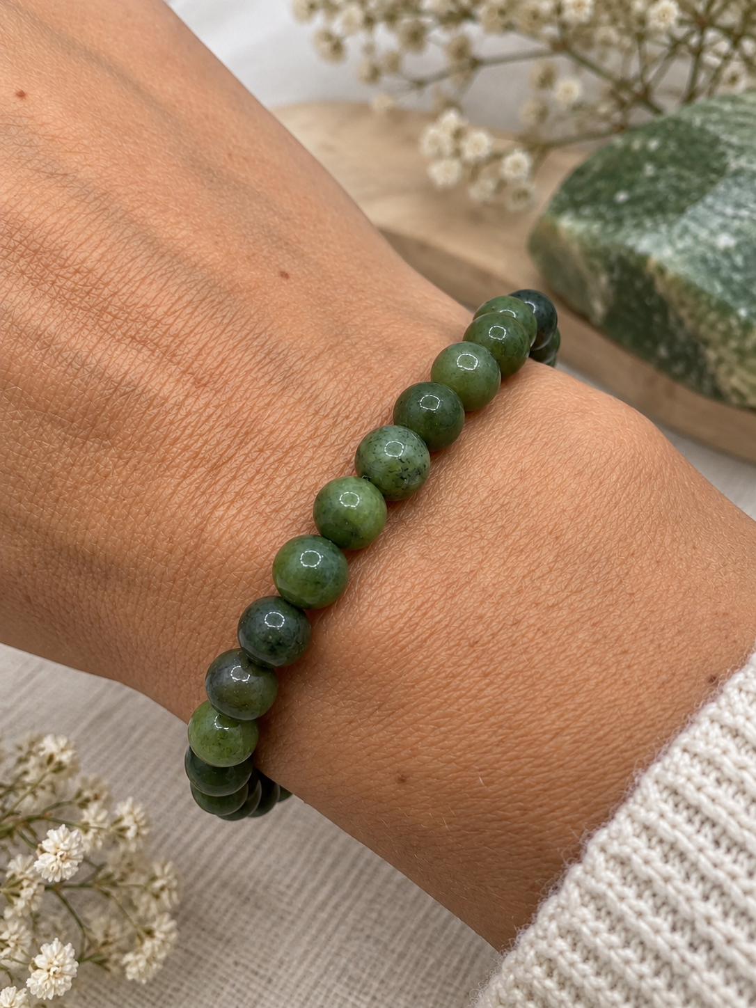 Bracelet Jade Femme 6 mm – Pierre Naturelle Porte-Bonheur