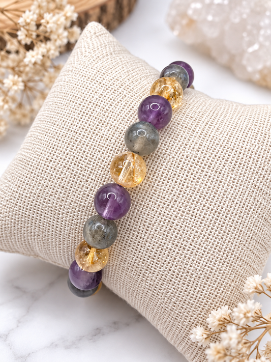 Bracelet Citrine, Améthyste & Labradorite – Énergie Positive & Protection