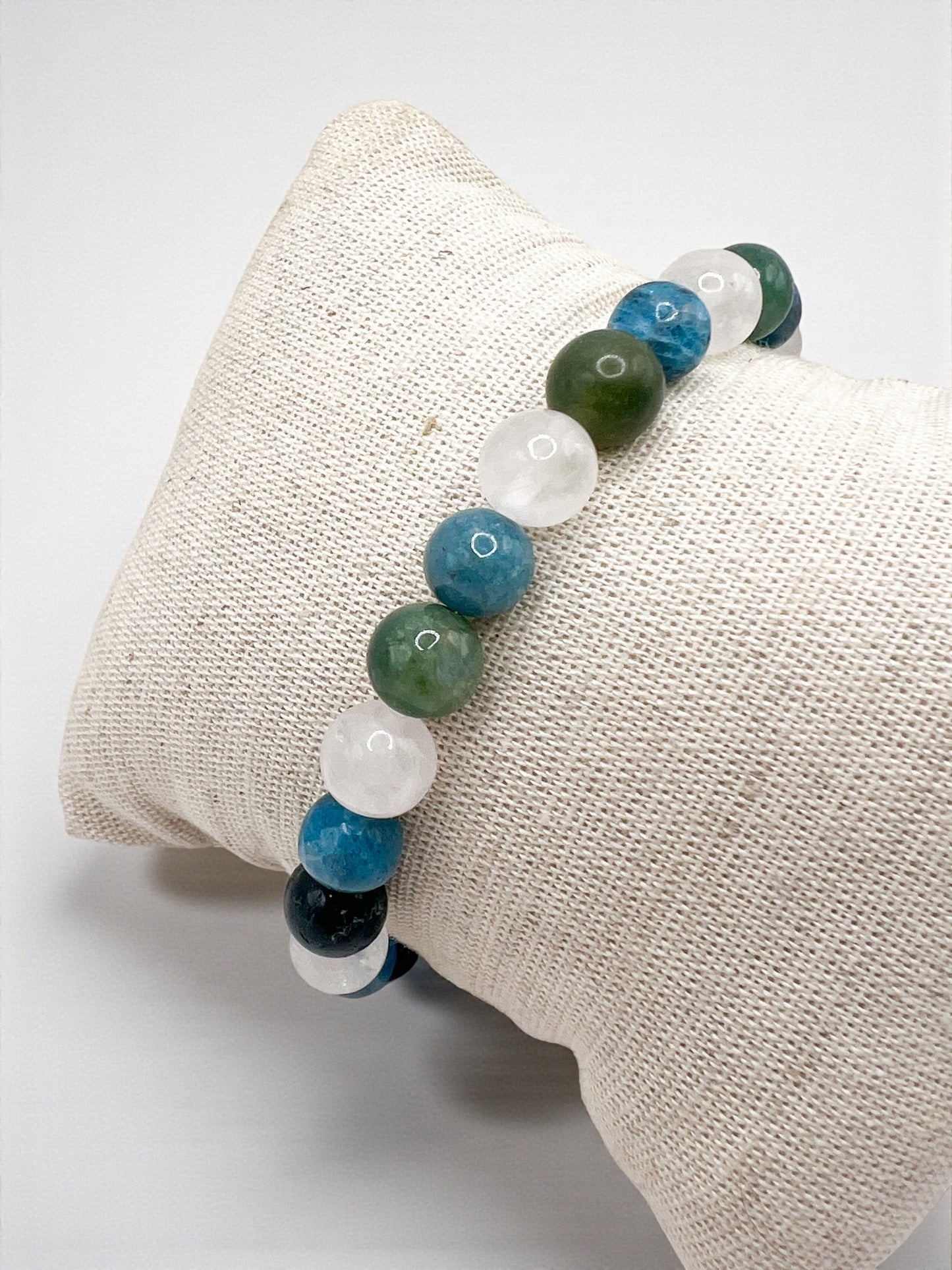 Bracelet pierre Confiance en Soi – Quartz Rose, Apatite & Agate Mousse