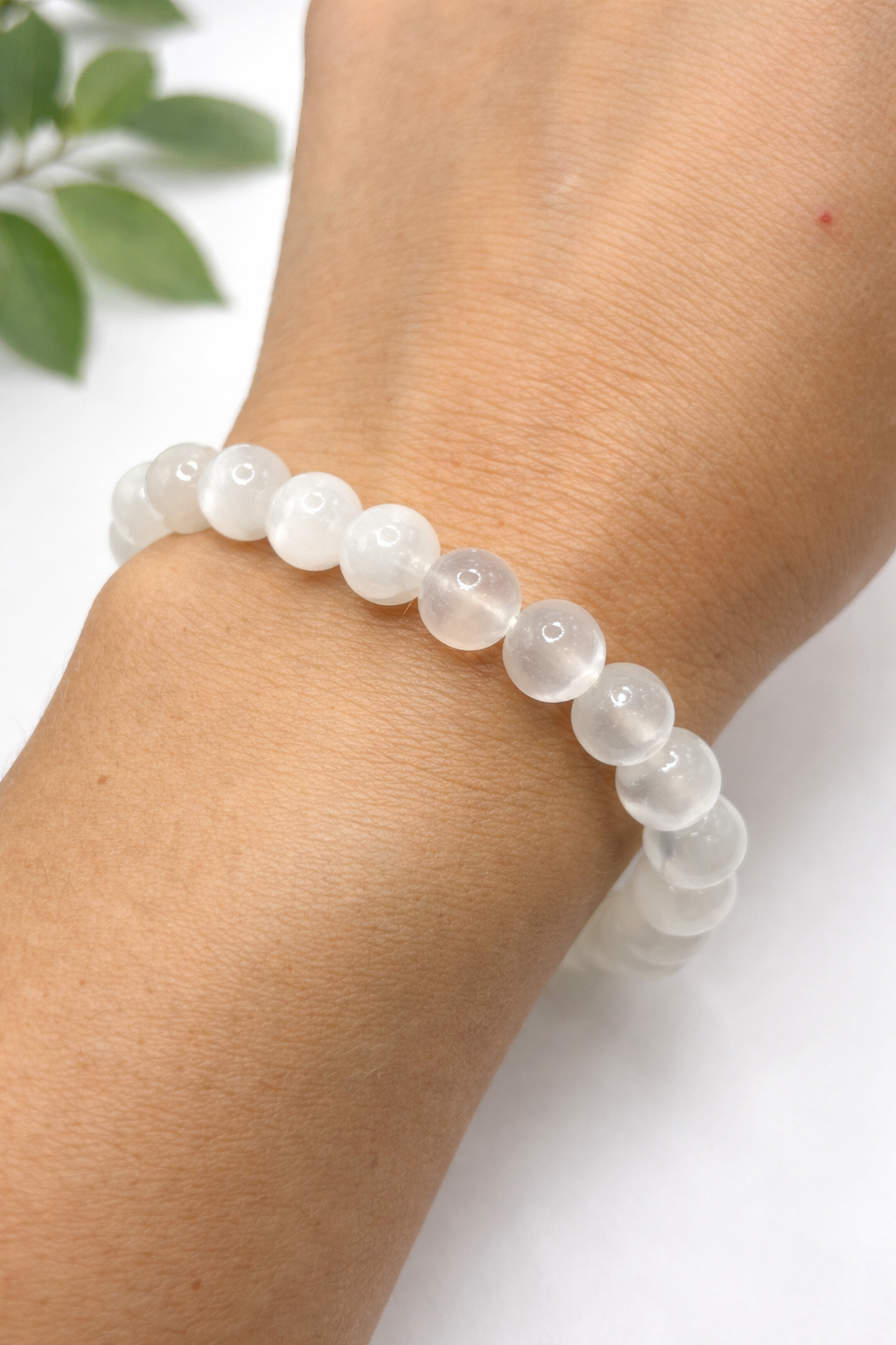 Bracelet Sélénite 8mm – Sélénite Vertus, Pierre Blanche
