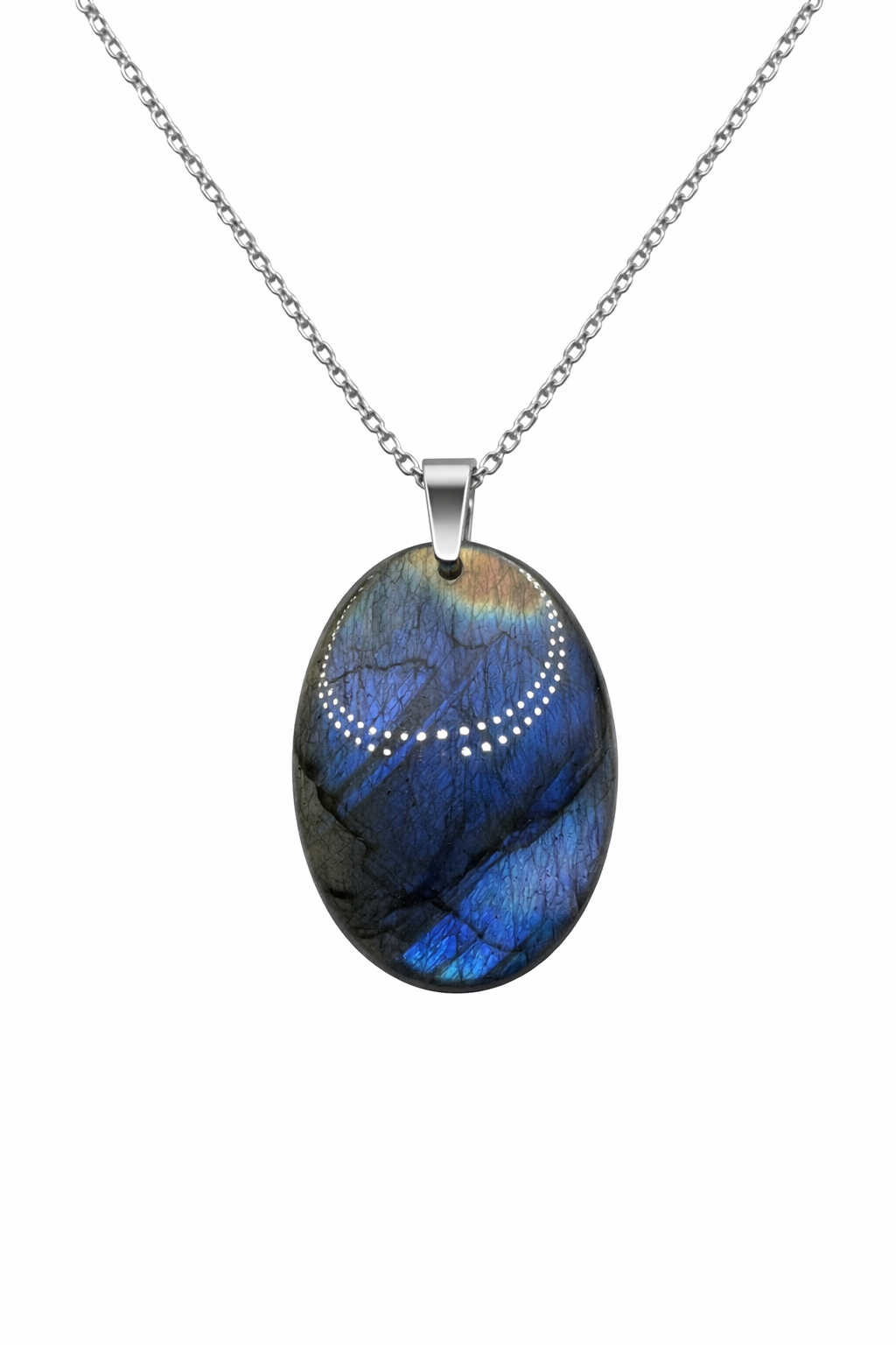 Labradorite protection – Collier labradorite femme en acier inoxydable argenté hypoallergénique