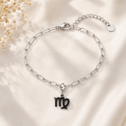 ♍ Charm Vierge Argenté en Acier Inoxydable – Bijou Signe Astrologique