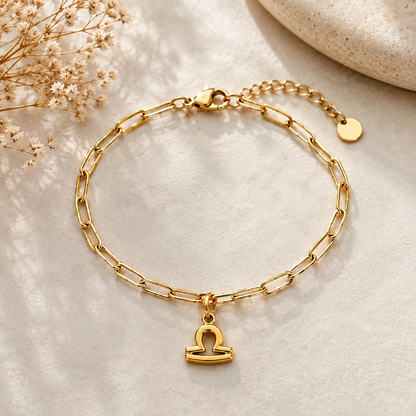 Charm Balance Doré en Acier Inoxydable – Signe Astrologique Femme