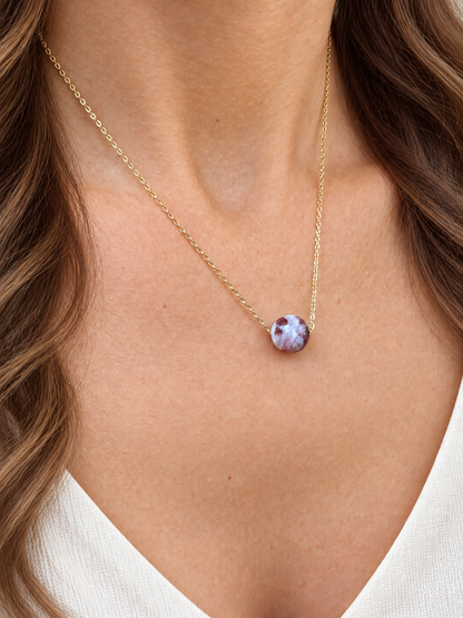 Collier tourmaline rose 10 mm – Acier inoxydable doré