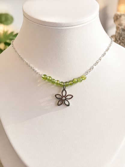 Collier Péridot Femme – Pierre Naturelle & Acier Inoxydable Argenté | Bijou Lithothérapie