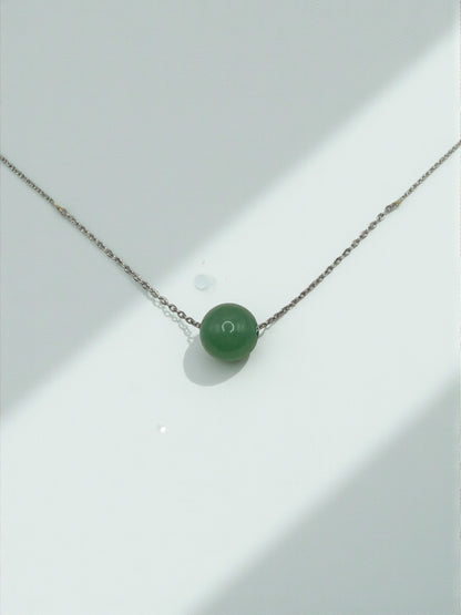 Collier Aventurine Naturelle – Acier Argenté Inoxydable – Chance & Sérénité