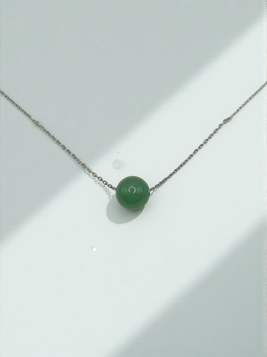 Collier Aventurine Naturelle – Acier Argenté Inoxydable – Chance & Sérénité