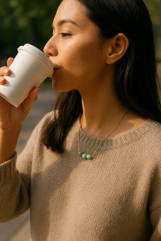 Collier Émeraude naturelle – Acier doré inoxydable & bijou énergétique femme