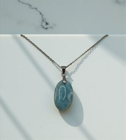 Collier Larimar Naturel – Sérénité & Douceur | Chaîne en Acier Inoxydable Argenté