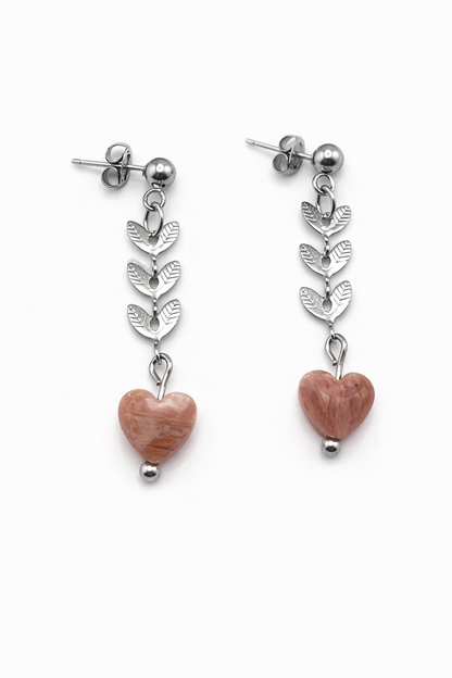 Boucles d’oreilles rhodochrosite en acier inoxydable – Bijou élégant et durable
