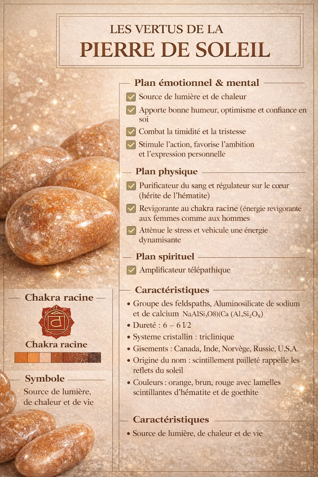 Collier en Pierre de Soleil Naturelle et Acier Inoxydable Doré – Bijou Lumineux Femme