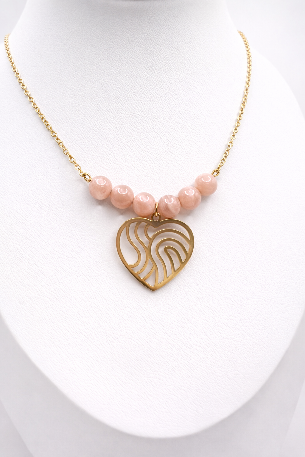 Collier en Pierre de Soleil Naturelle et Acier Inoxydable Doré – Bijou Lumineux Femme