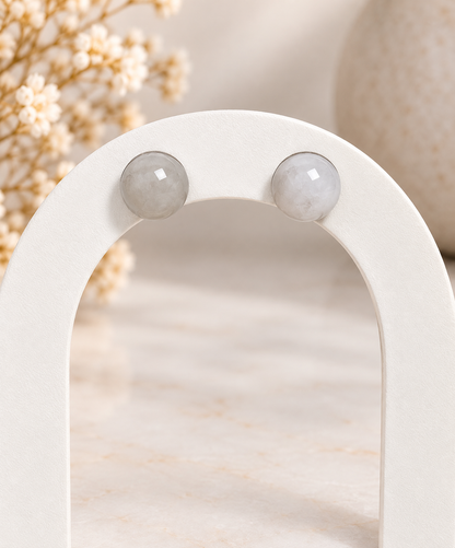 Boucles d’Oreilles Pierre de Lune en Acier Inoxydable Argenté – Bijou Femme