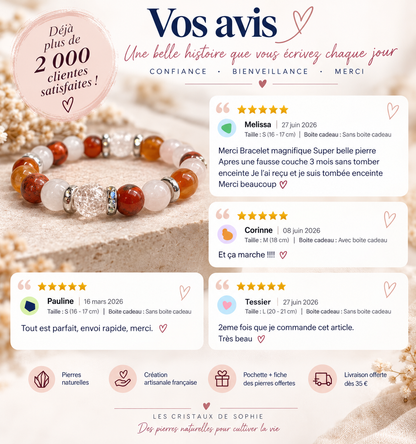 Bracelet Fertilité 8 mm – Pierre de Lune & Cornaline