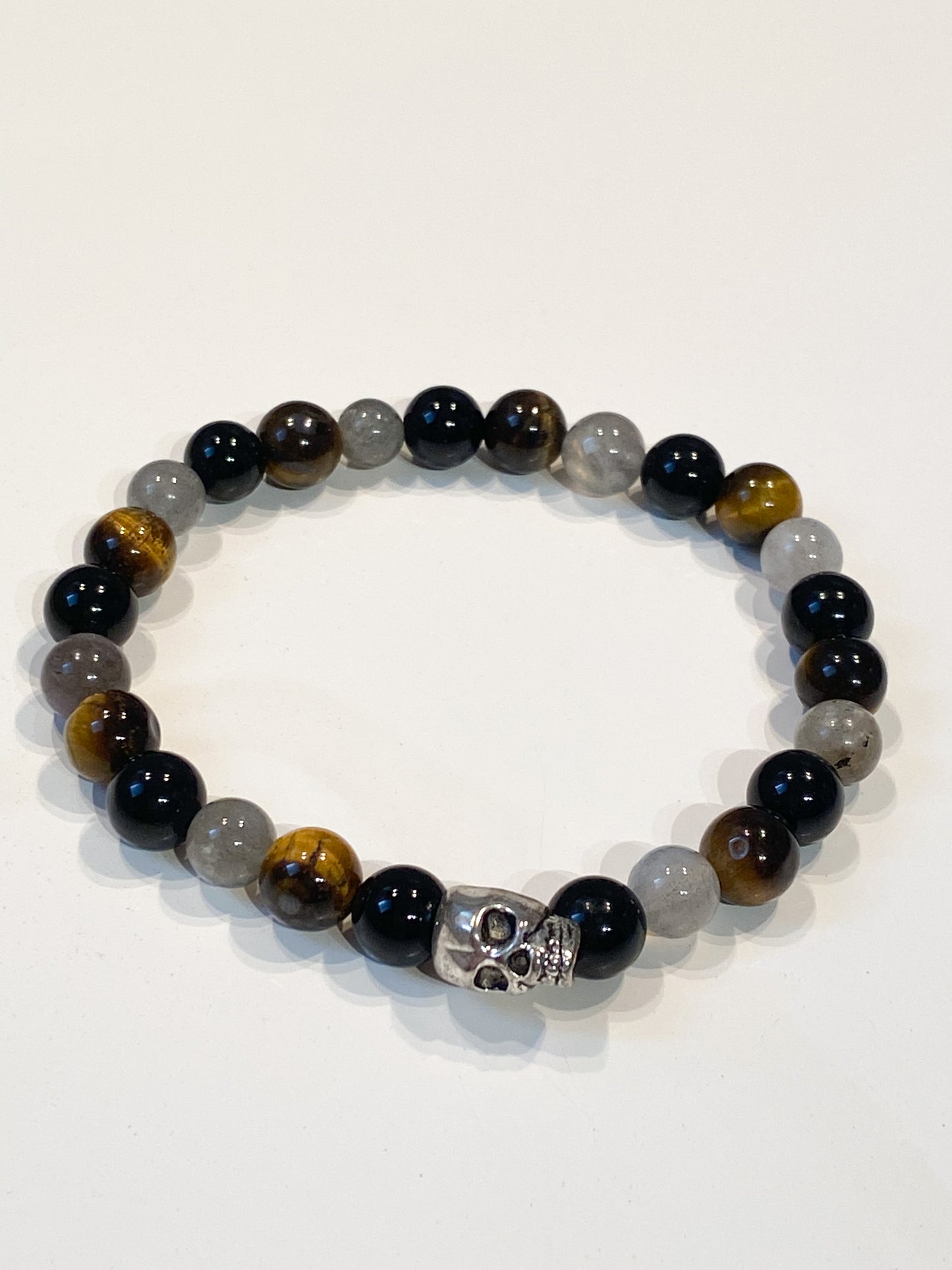 Bracelet en pierres naturelles Œil du tigre, Obsidienne, Labradorite "Spécial Protection "