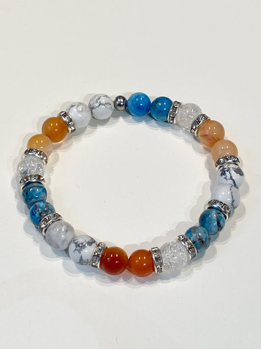 Bracelet pour perdre du poids – Bracelet minceur femme en pierres naturelles (Apatite, Howlite, Cornaline & Cristal de Roche)