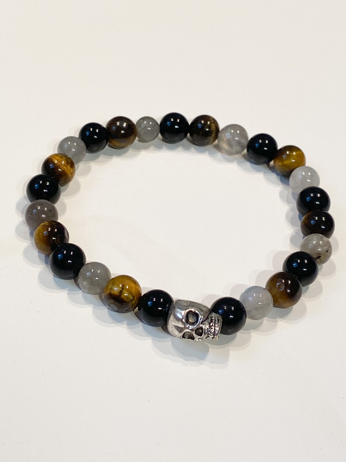 Bracelet en pierres naturelles Œil du tigre, Obsidienne, Labradorite "Spécial Protection "