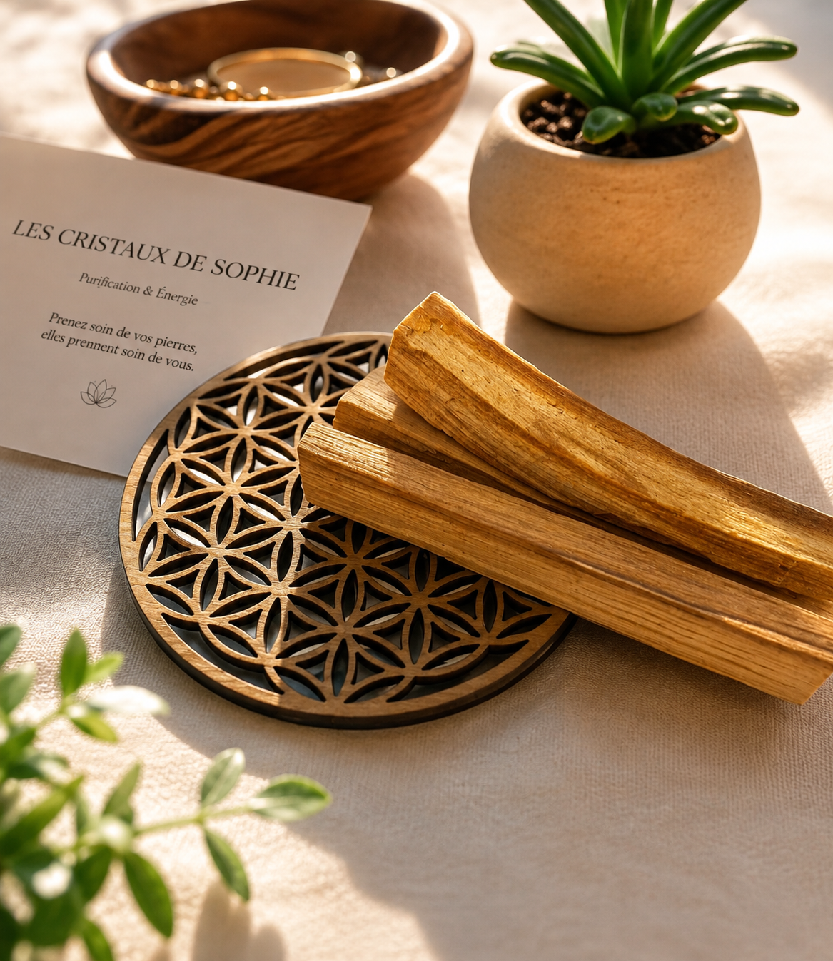 Duo Fleur de Vie & Palo Santo – Purification et Rechargement des Pierres