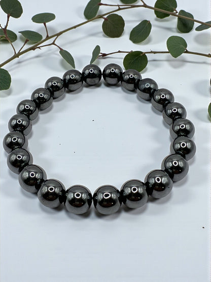 Force Mentale – Bracelet en Hématite 8 mm | Pierre Naturelle Anti-Stress