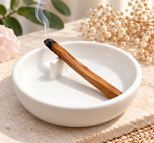 Porte Encens Palo Santo en Céramique Blanc | Support à Fumigation