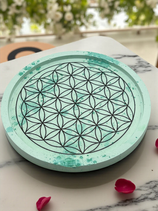 Vide-Poche Zen Fleur de Vie – Décoration Bien-Être, Rechargement Lithothérapie & Spiritualité