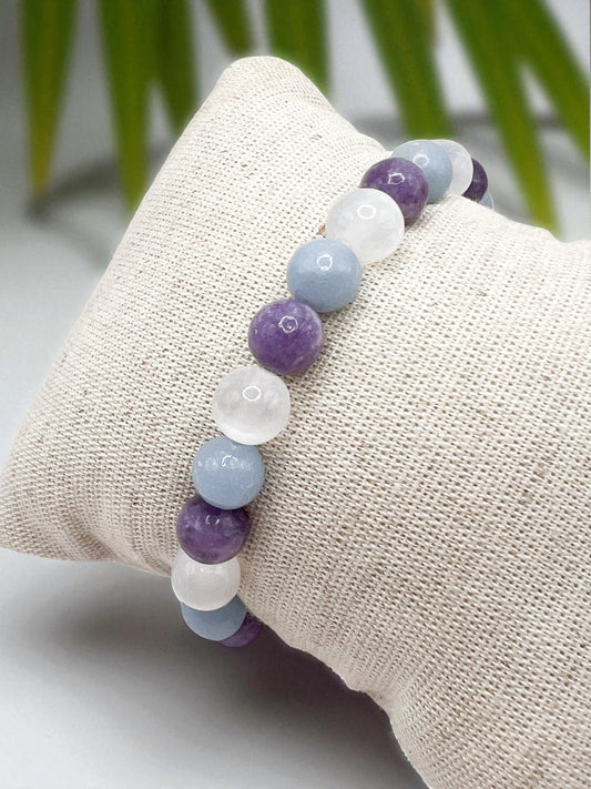Bracelet Anti-Insomnie & Cauchemars – Pierres Naturelles 8 mm.  Sommeil Réparateur & Protection Nocturne