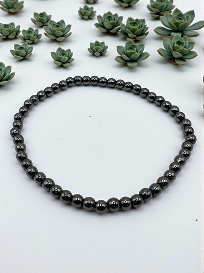 Bracelet Hématite 4 mm – Pierre Naturelle Anti-Stress & Stabilité Émotionnelle