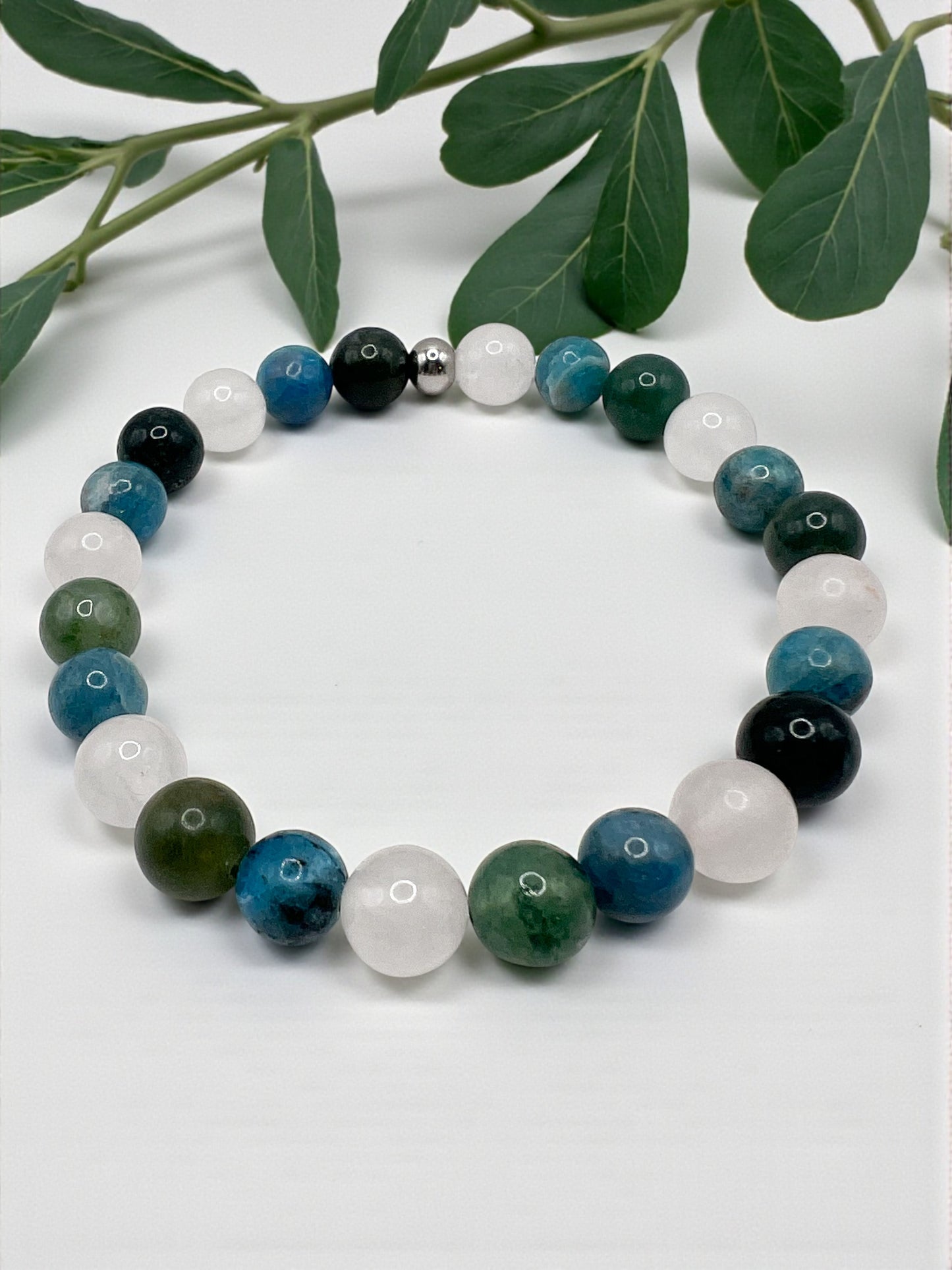 Bracelet pierre Confiance en Soi – Quartz Rose, Apatite & Agate Mousse